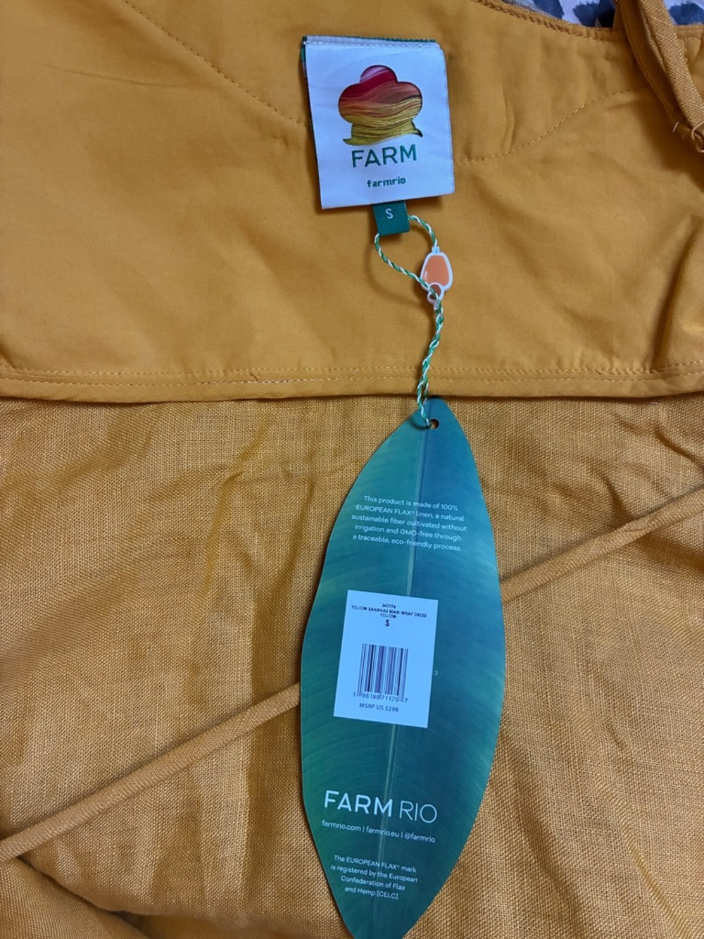 Farm Rio Yellow Bananas Euroflax™ Premium Linen Maxi Wrap Dress - Picture 5 of 6
